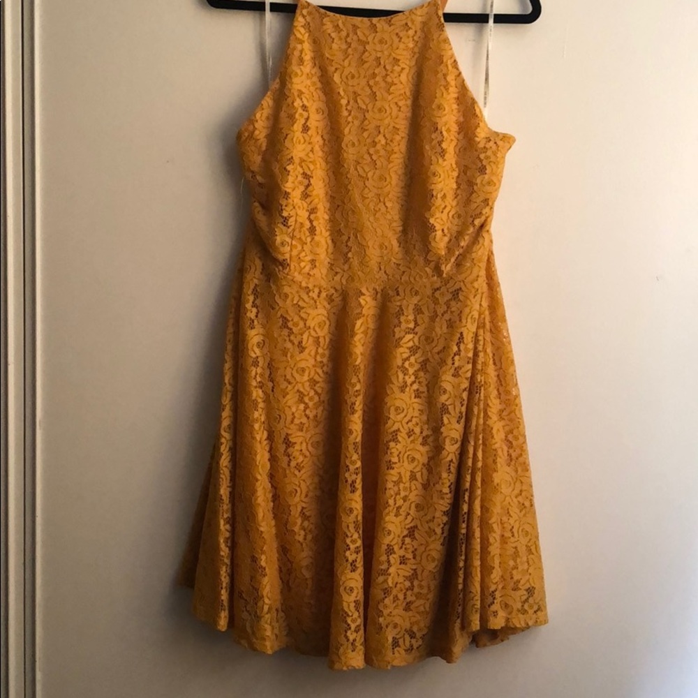 Forever21 plus yellow gold high neck mini dress